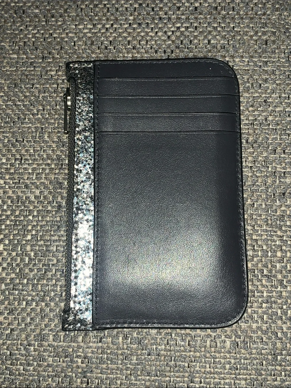 Coach Silver Glitter Slim 5 Slot zippered Card & Key Holder